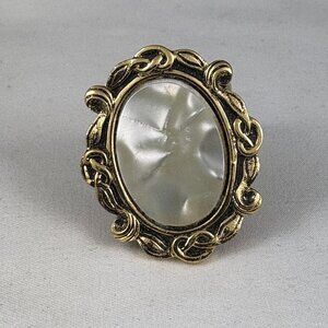 Vintage West Germany Gold Tone Mother-of-Pearl Scarf Clip